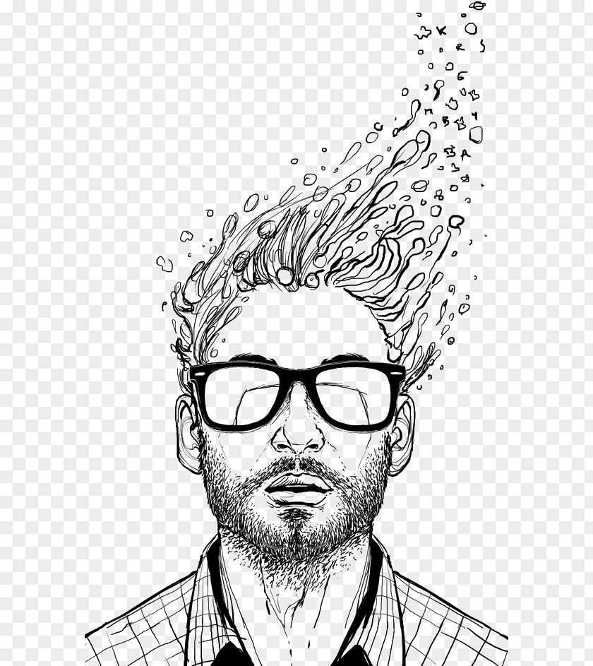 Hair Floating Up People Who Wear Glasses Line Art Fig. PNG floating up people who wear glasses line art fig. clipart PNG
