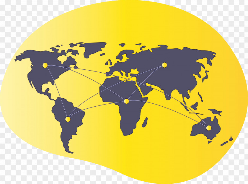 Yellow World Globe Earth Plate PNG