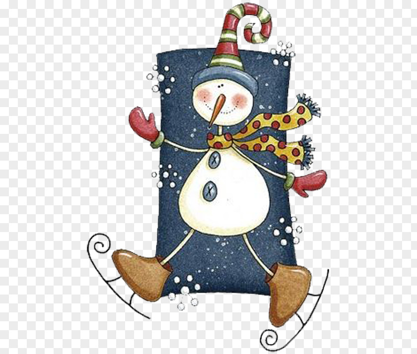 Dancing Snowman Christmas Tree Card Ornament PNG