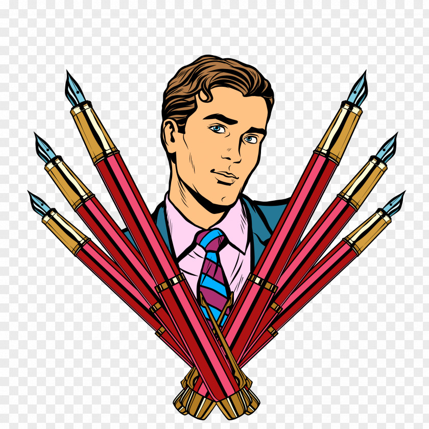 Pen And Man Paper Fountain Businessperson PNG