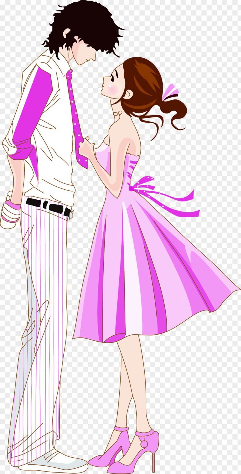 Modern Valentine's Day Cartoon Couple Valentines PNG