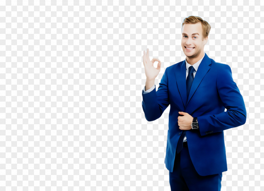 Business Whitecollar Worker Gesture Standing Finger Electric Blue Businessperson PNG