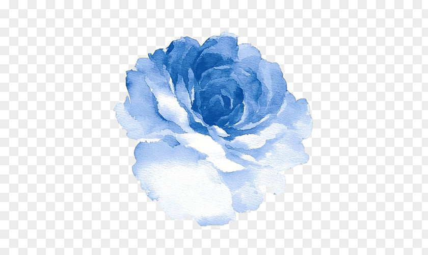 Semi-circular Dancing Petals Watercolour Flowers Watercolor Painting Blue Rose PNG