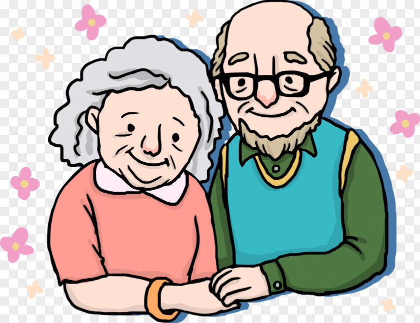 Cartoon Happy Old Couple Age Drawing PNG