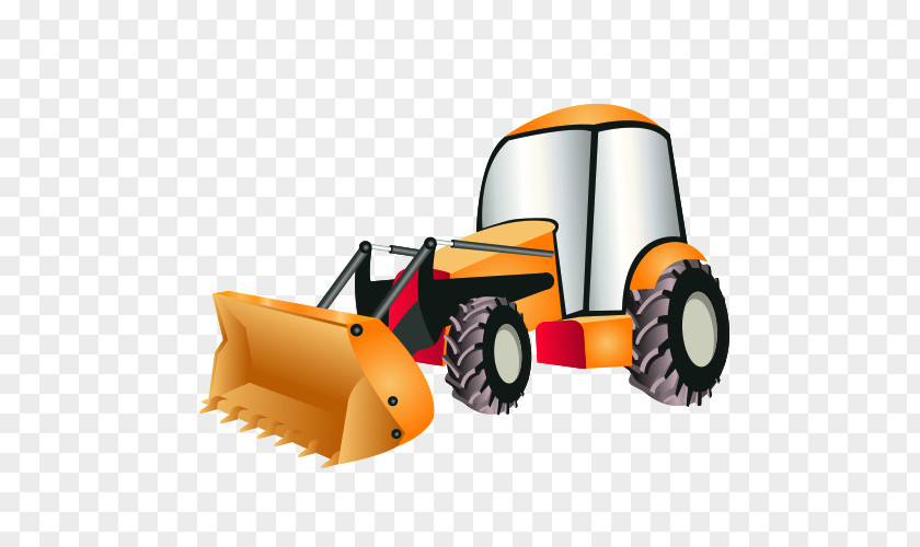 Cartoon Bulldozer Tractor Icon PNG