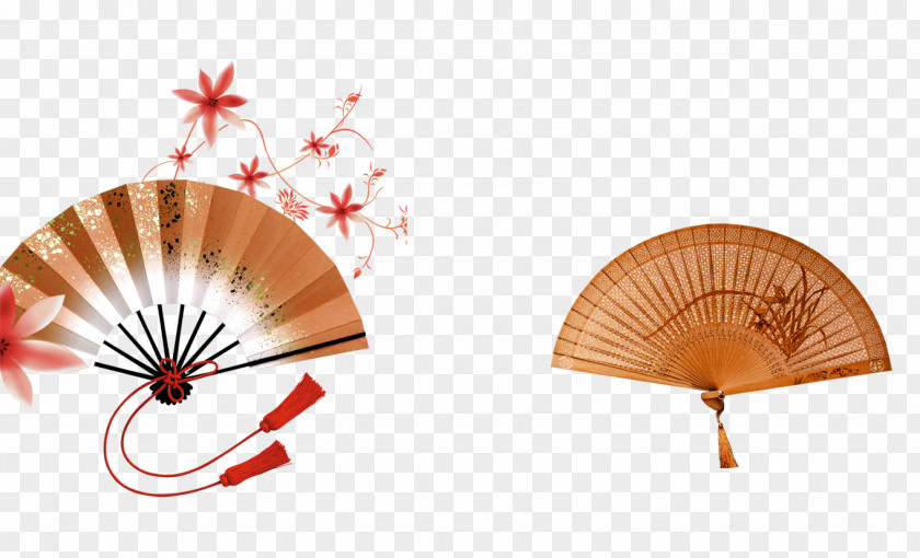 Two Fans Hand Fan Paper Japanese Cuisine Chinoiserie PNG