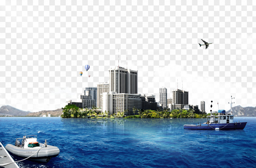 Coastal City Sky PNG
