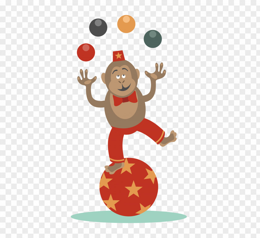 Little Monkey Performing Acrobatics Circus Clown Clip Art PNG