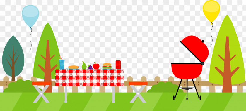 Vector Cartoon Outdoor Barbecue Hamburger Steak Camping Food Tailgate Party PNG