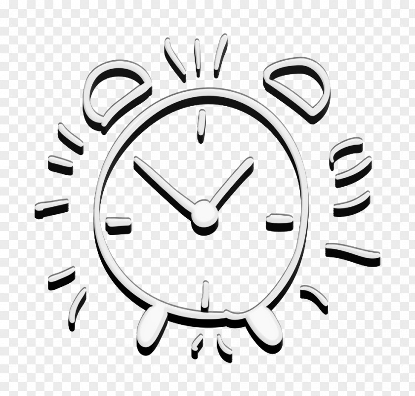 Clock Icon Alarm Hand Drawn Outline Social Media PNG