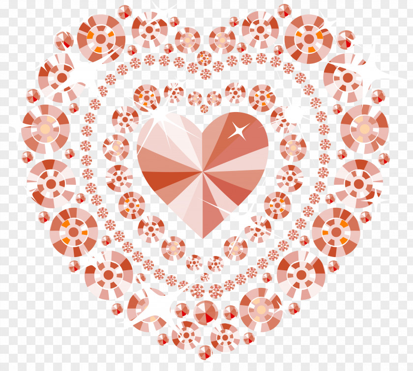 Gold Heart Orange Diamond PNG