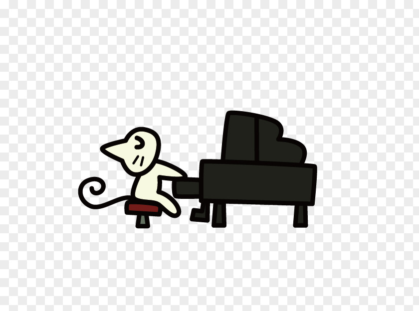 Hand Drawn Cat Playing The Piano Keyboard Illustration PNG