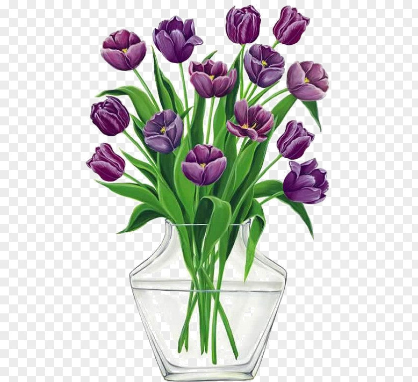 Purple Tulips Flower Bouquet Clip Art PNG