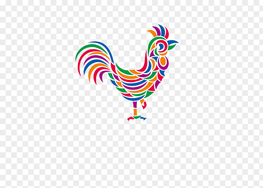 Rainbow Chicken Chinese Zodiac New Year Rooster PNG