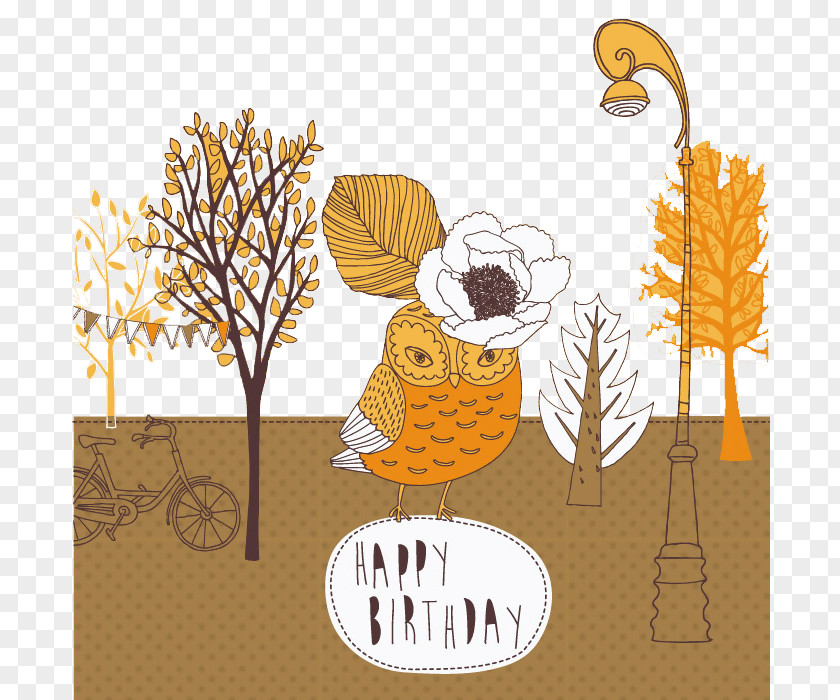 Autumn Forest Owl Creative Wedding Invitation Paper Birthday Greeting Card PNG