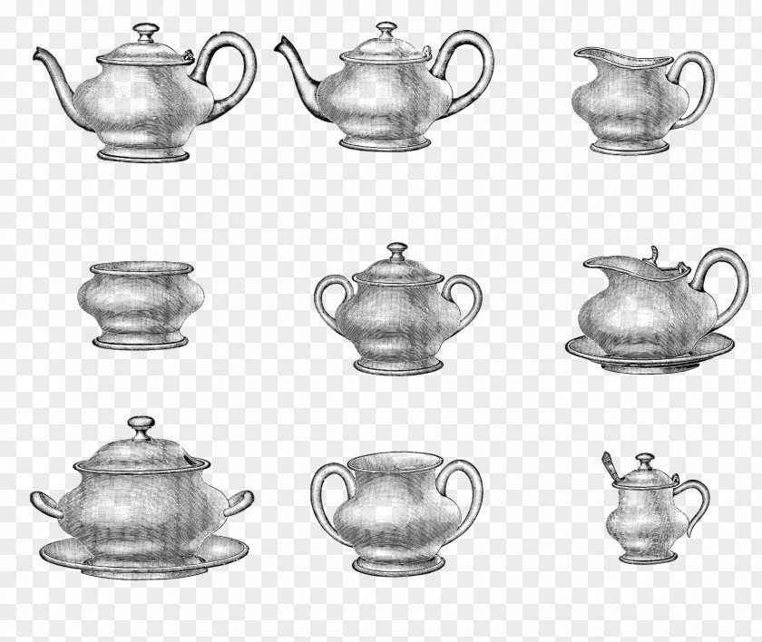 Tea Set Stencil Painting Drawing PNG