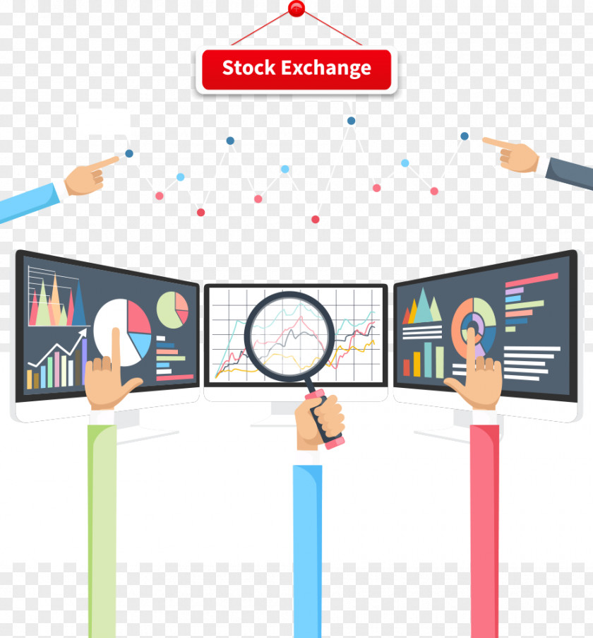 Vector Magnifying Glass And Chart Big Data Computer Monitor PNG