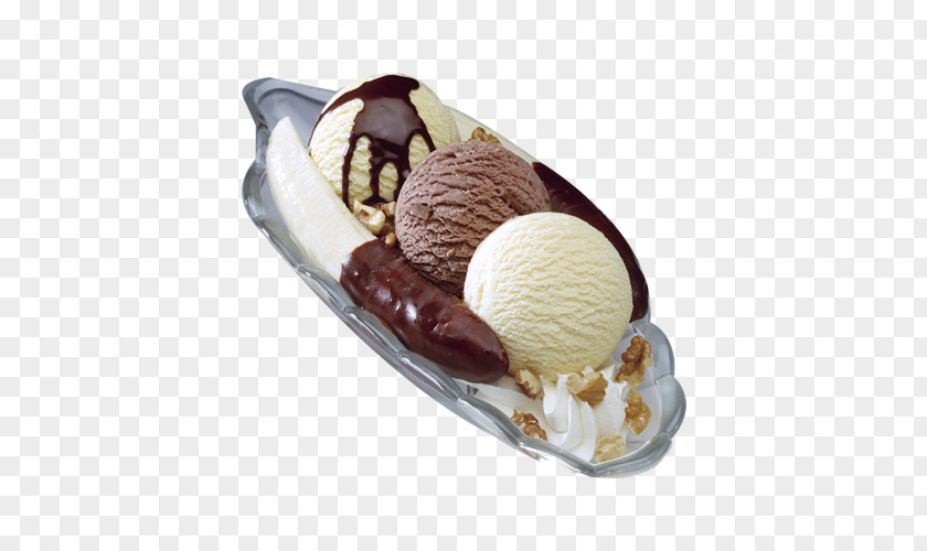Ice Cream Chocolate Banana Split Sundae Boat PNG