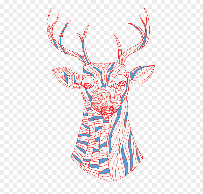 Line Elk Deer Drawing PNG