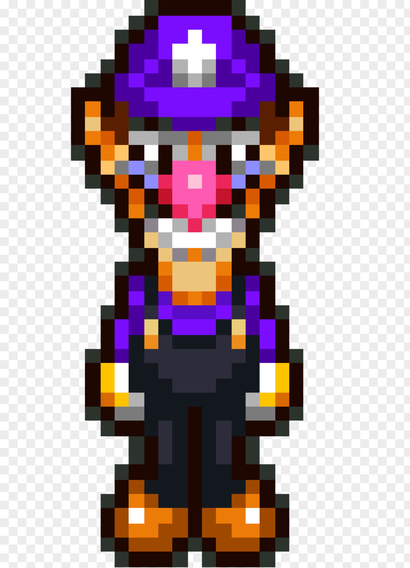 8 BIT Mario Waluigi Minecraft Pixel Art PNG