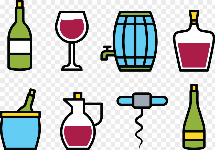 Red Wine Collection Glass Bottle PNG
