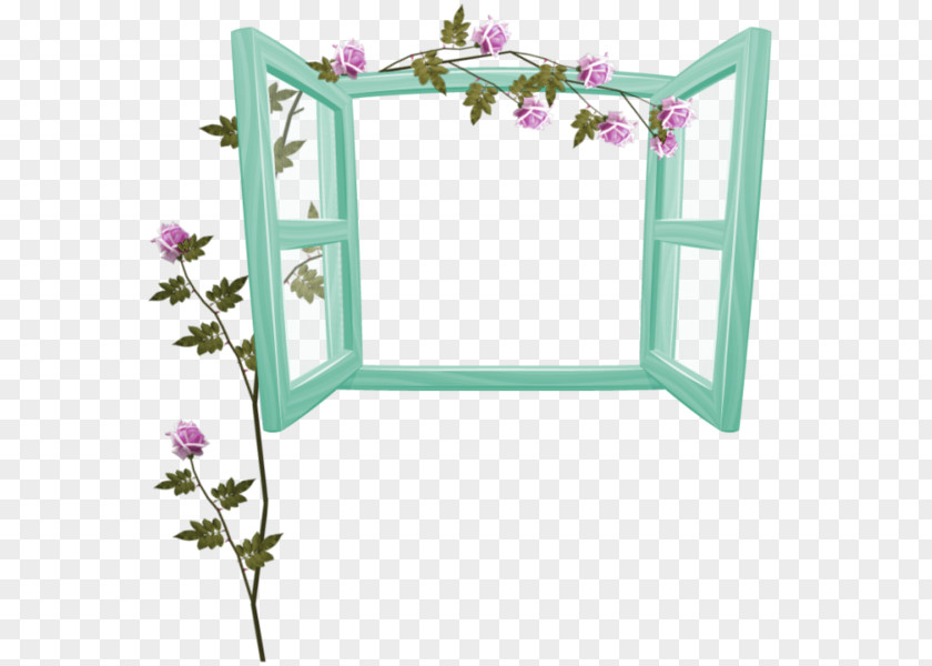 Green Fresh Window With Flowers Decorative Pattern Picture Frames Download PNG