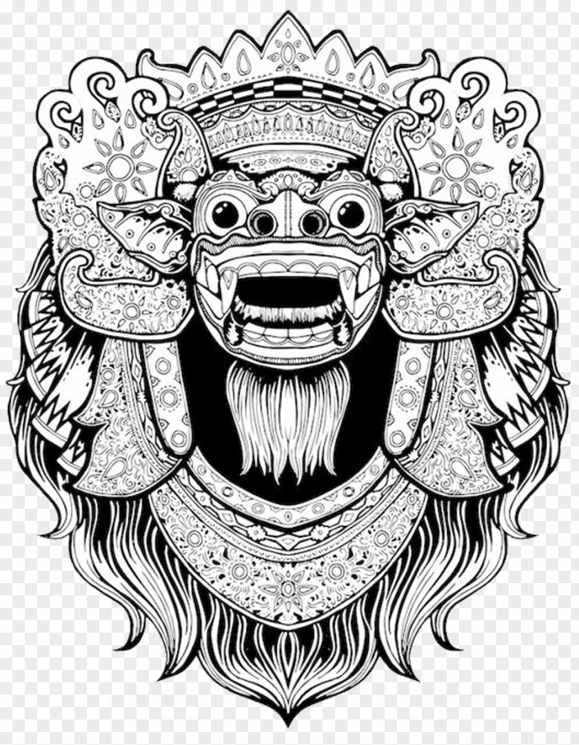 Bali Balinese Art T-shirt Barong Drawing PNG