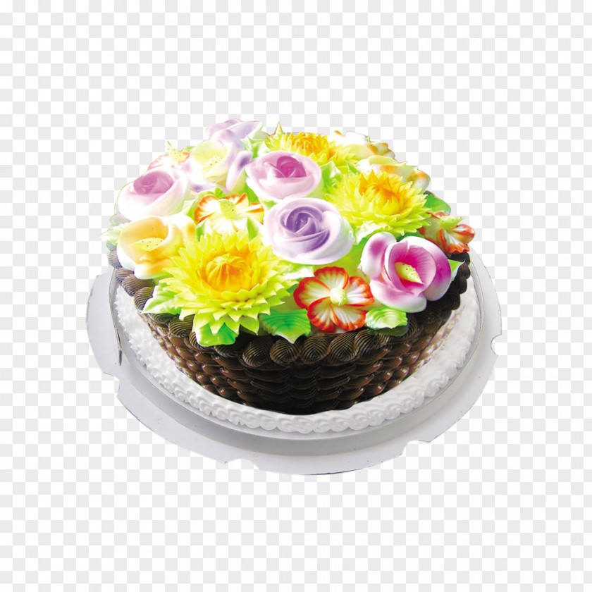 Holiday Cake Birthday Chocolate Torte Floral Design Buttercream PNG