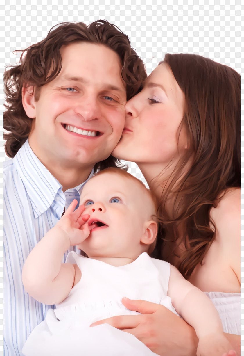 Woman Child Father Kiss PNG