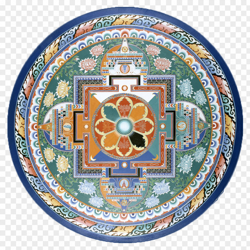 Blue Mandala Circle Tibetan Buddhism Buddhist Art PNG