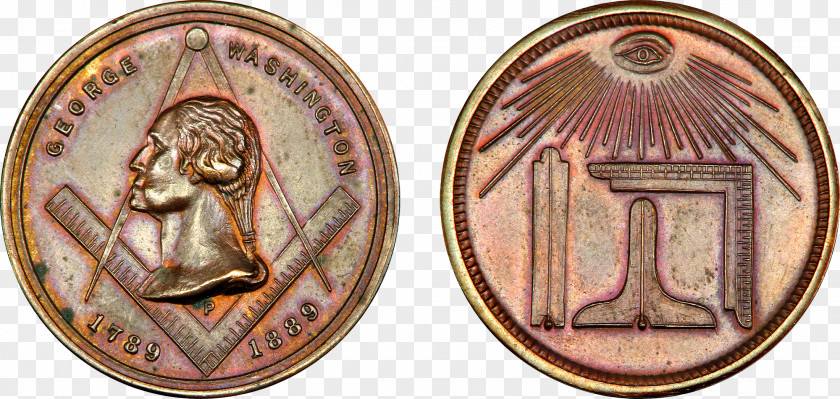 Coin George Washington Masonic National Memorial Mount Vernon Freemasonry Cent PNG