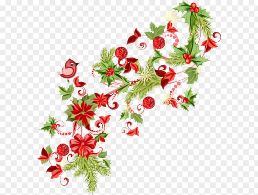 Cut Flowers Christmas Holly PNG