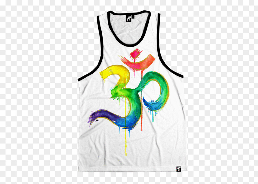 White Tank Top T-shirt Watercolor Painting Sleeveless Shirt Graphic Design Ganesha PNG