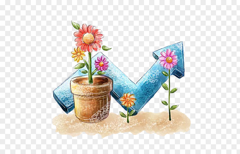 Cartoon Pots And Arrows Flowerpot Drawing Bonsai PNG