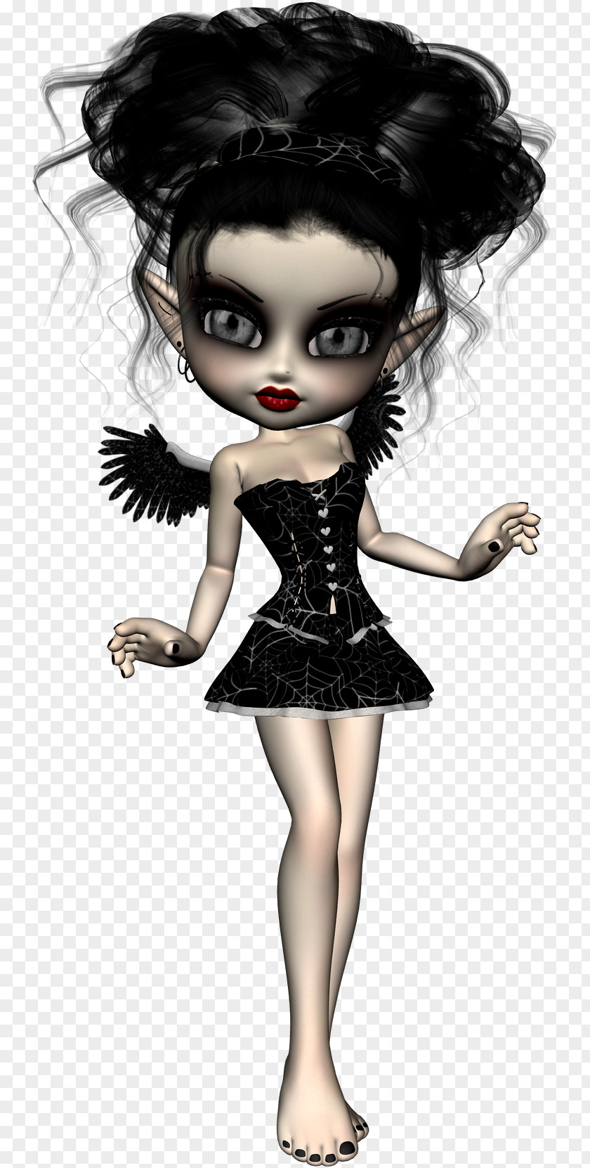 Gothic Art Doll Barbie Elf OOAK PNG
