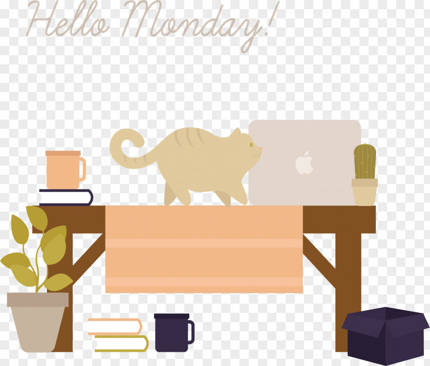 Office Job Cat Vector Graphics Monday Image PNG