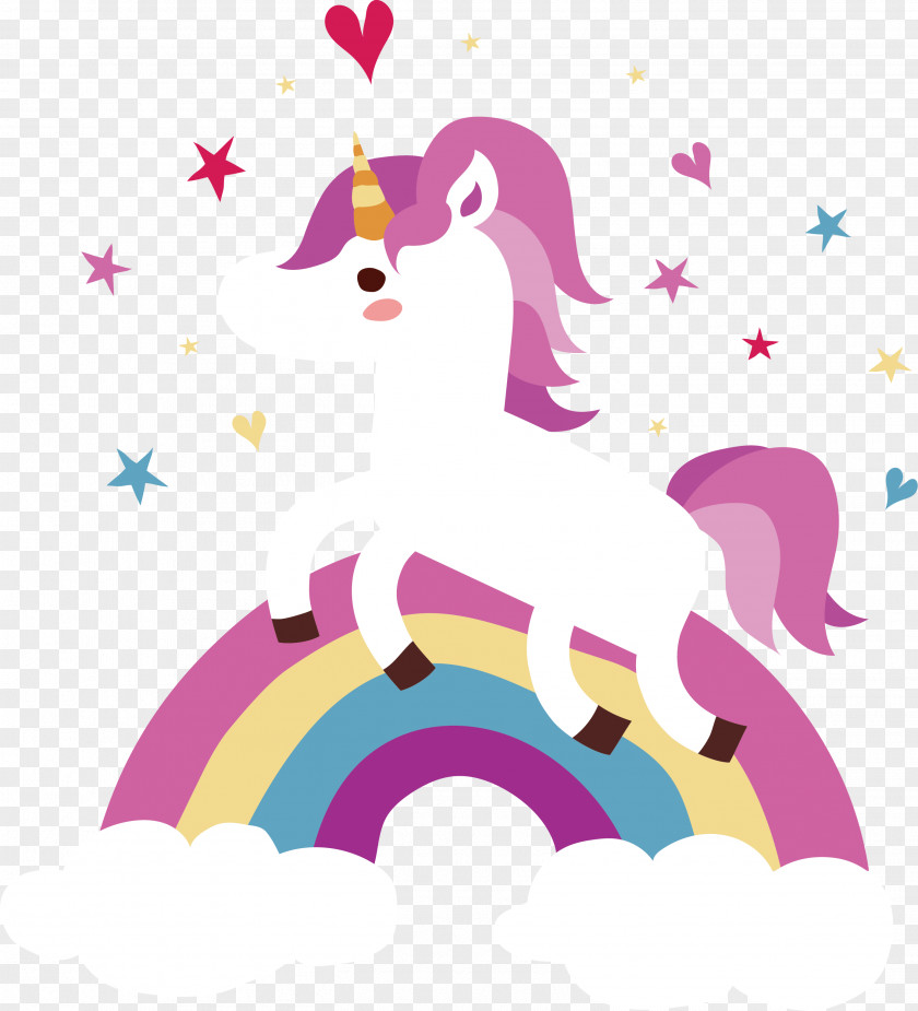 Unicorn On The Rainbow Adobe Illustrator Computer File PNG