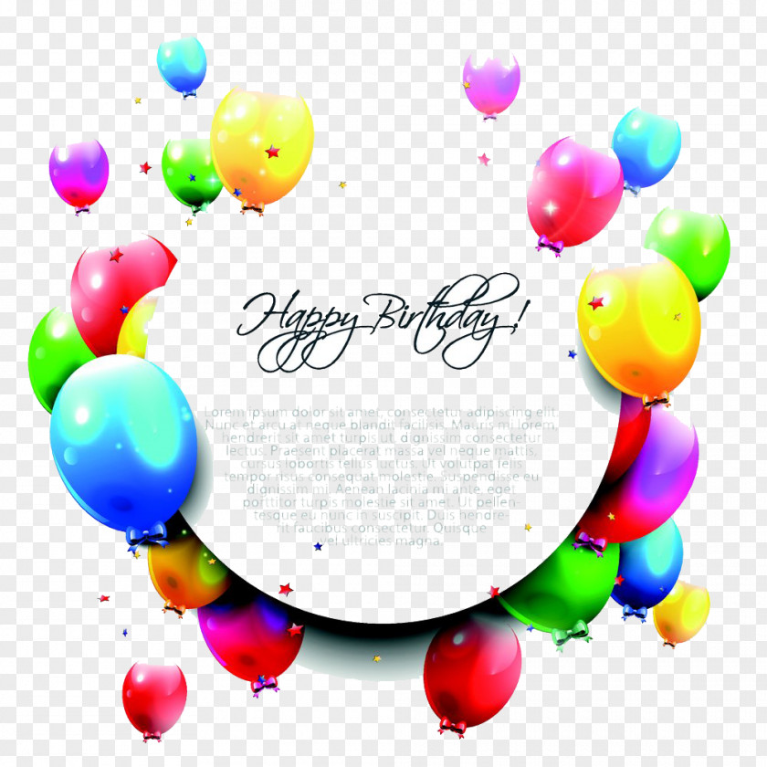 Colorful Balloons Birthday Cake Wish Happy To You Greeting PNG