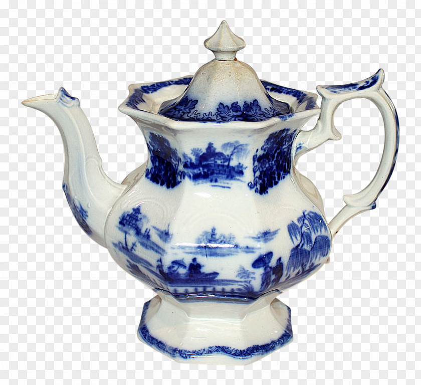 Flow Blue Teapots Teapot Tableware Kettle PNG