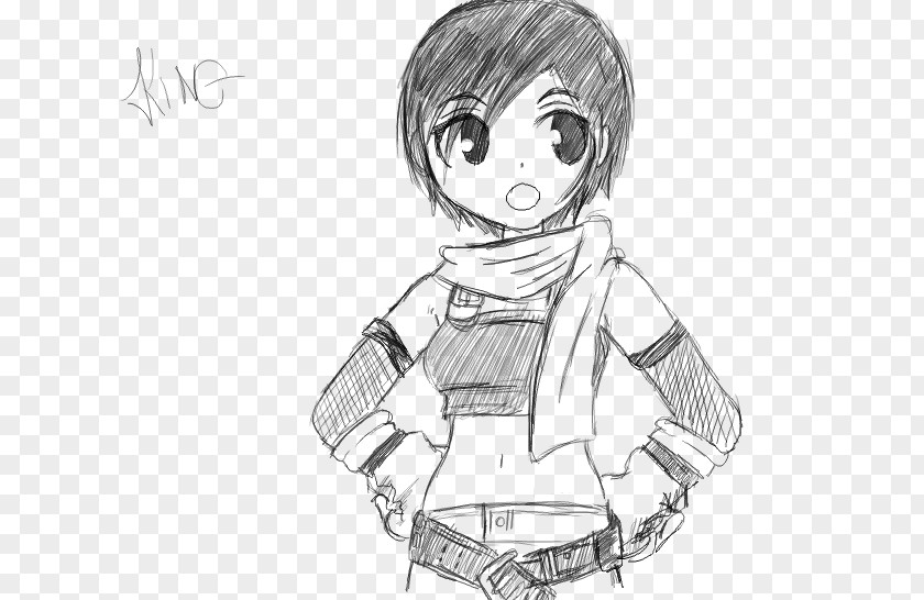 Yuffie Kingdom Hearts Line Art Sketch PNG