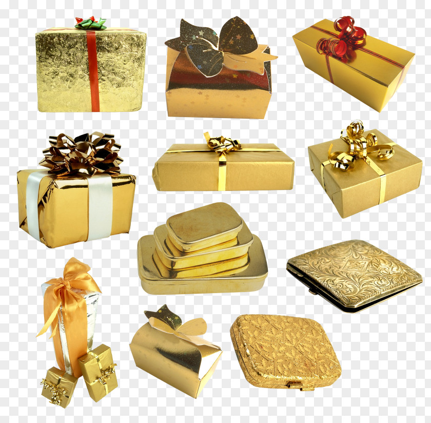Gift Box Gold New Year PNG