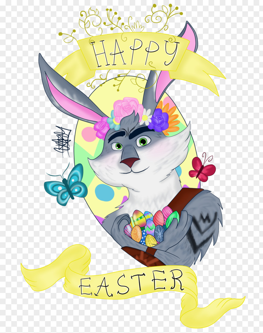 Happy Easter Typography Bunnymund Bunny Art PNG