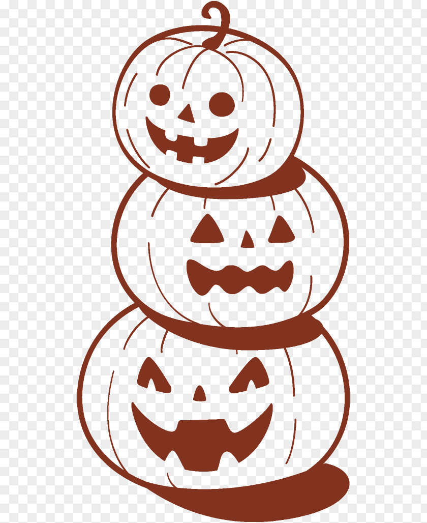 Happy Line Art Jack-o-Lantern Halloween Carved Pumpkin PNG