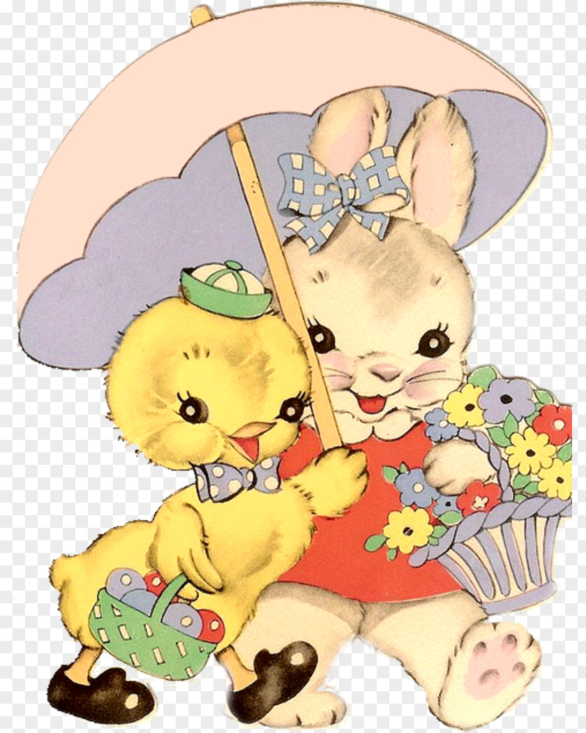 Easter Bunny Postcard Egg PNG