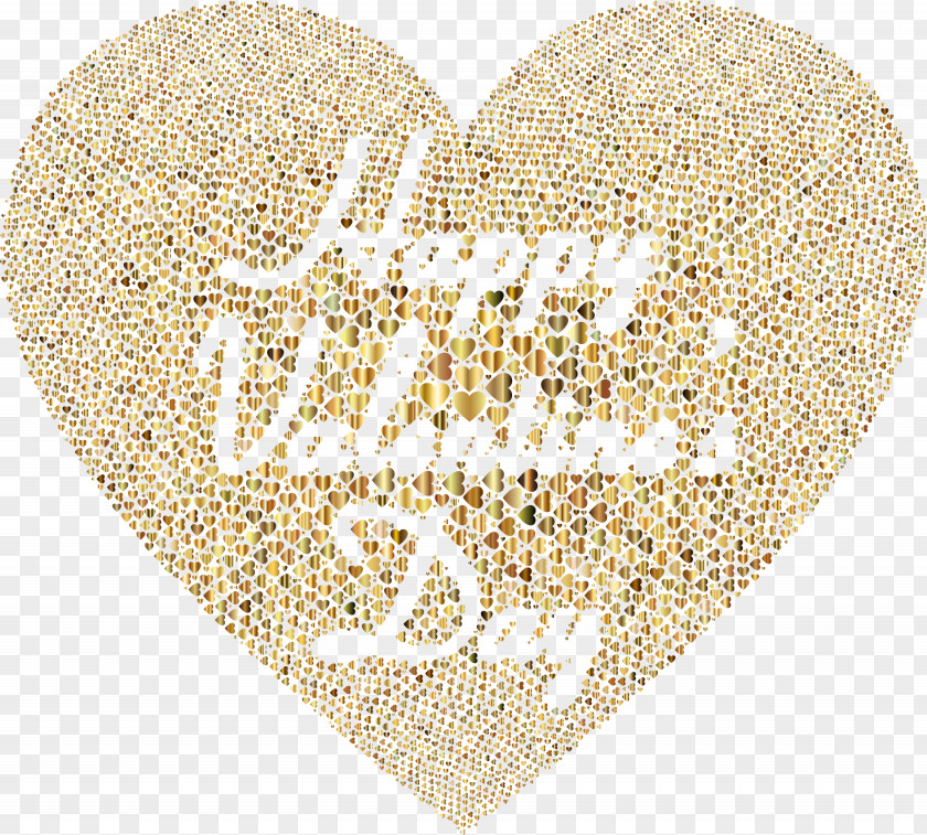 Happy Valentines Day Valentine's Heart Gold Light Clip Art PNG