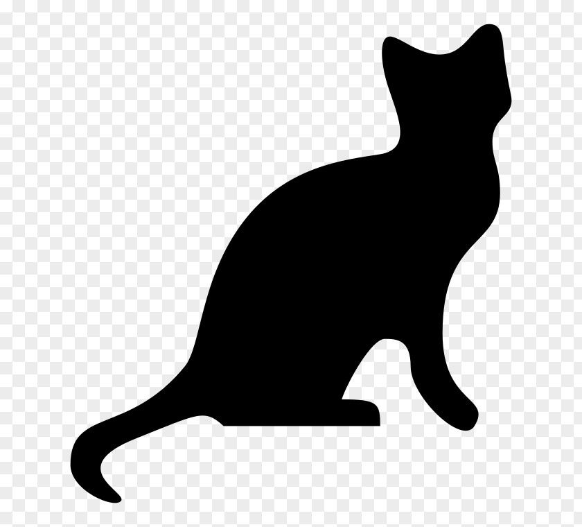 Silhouette Whiskers Cat Black White Small To Medium-sized Cats Tail PNG