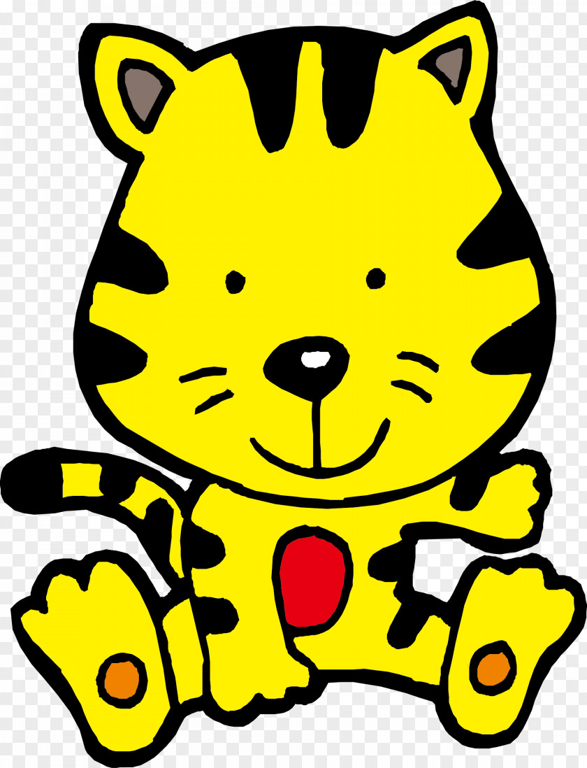Yellow Tiger Cat Cartoon Clip Art PNG