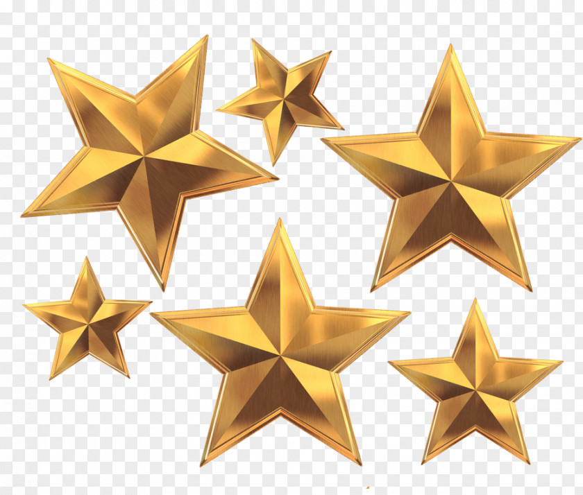 Gold Five Star Pentagram PNG