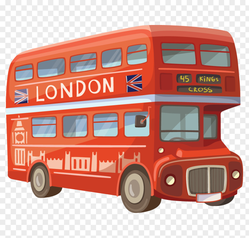 London Bus Double-decker Cartoon Buses PNG