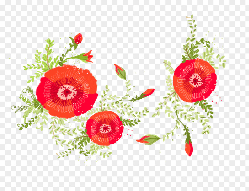 Red Vintage Floral Graphic Design Image Download PNG